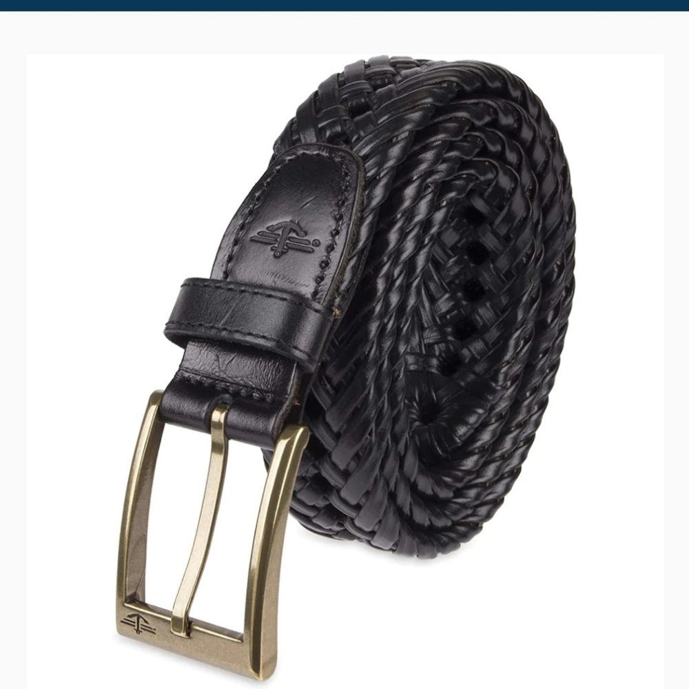 NWOT Dockers Braided black glazed leather Men's Big & Tall belt.